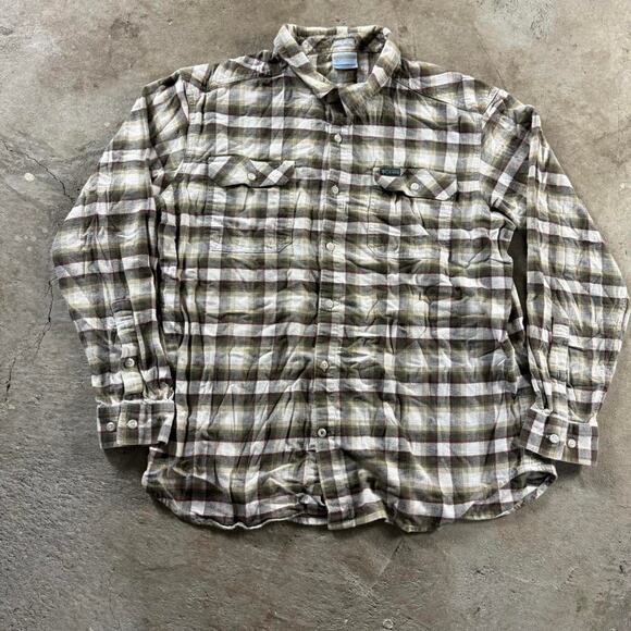 Plaid Earth Tone Columbia Button Down Longsleeve Shirt - Picture 1 of 8